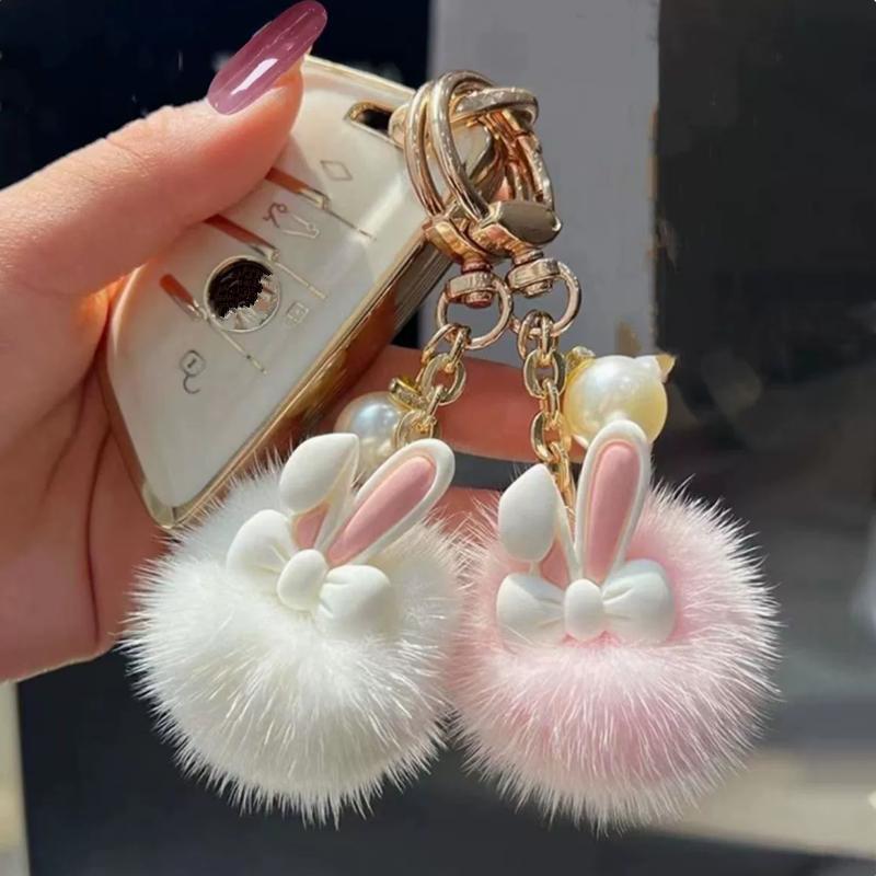 Bunny Avocado Potato Plush keychain Imitation Mink Rex Rabbit Hair Key Bag Plush Pendant Hairball Small Gift