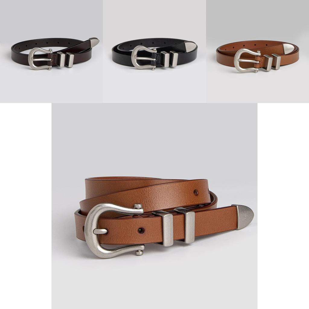 Genuine Leather Business Waist Belt For Women With Round Buckle For Office Attire
