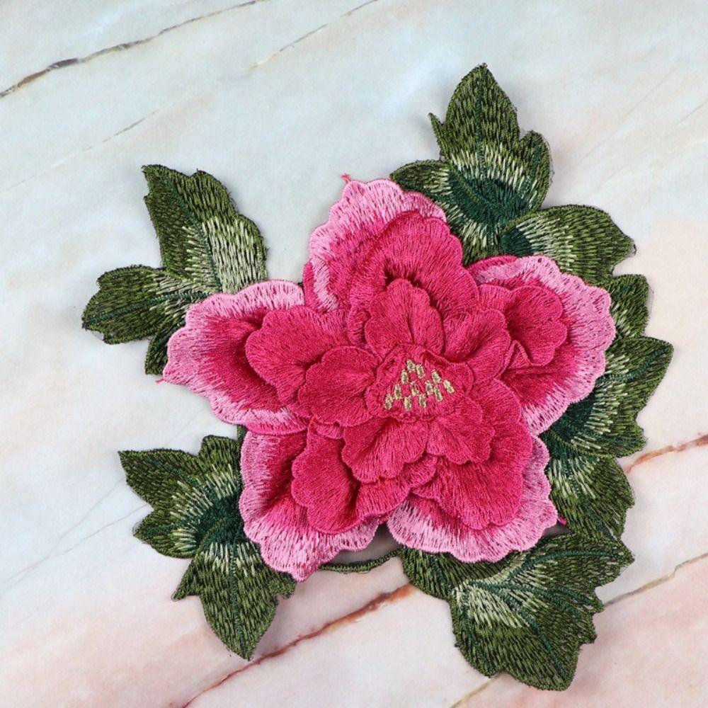 Peony Embroidery Patch Floral Embroidery Floral Applique Fashion Elegant Sewing Accessories