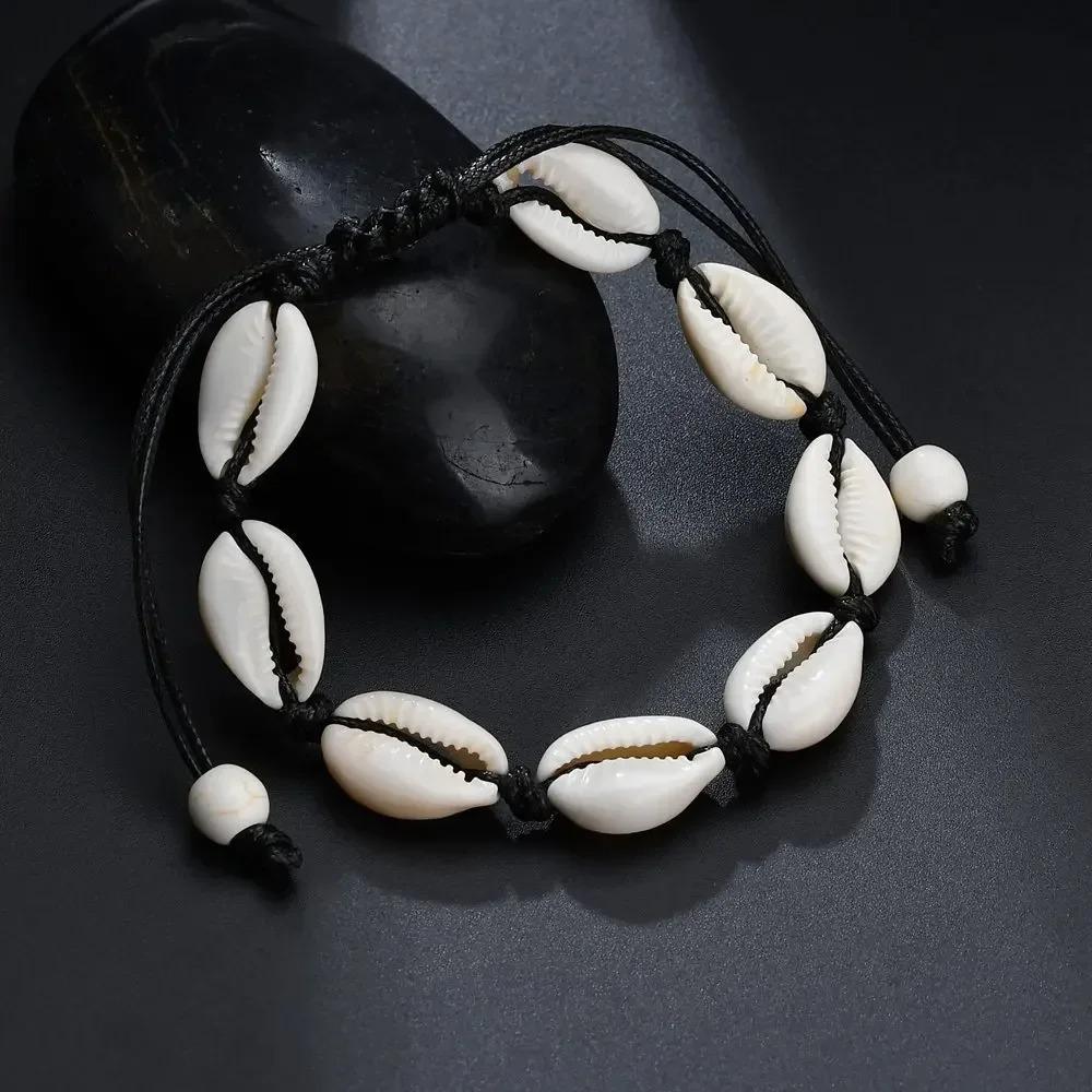 Summer Beach Shell Anklet For Women Bohemian Braided Rope Adjustable Chain Bangle Girls Leisure Vacation Jewelry