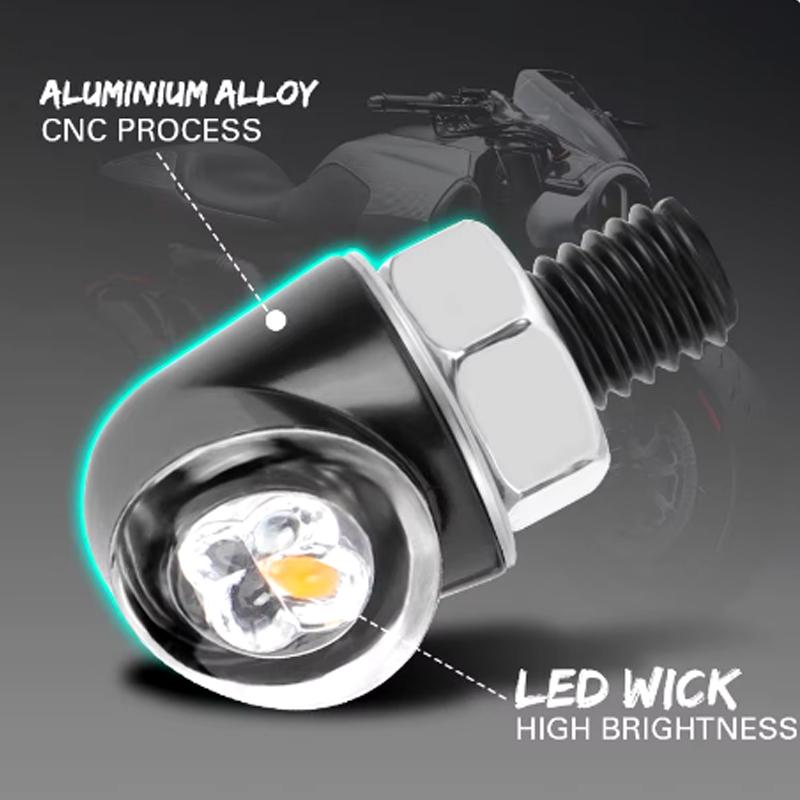 8mm Mini Motorcycle LED Turn Signal Light DRL Aluminium Indicator Front Rear Light Tail Brake Lamp For Cafe Racer Bobber Choppe