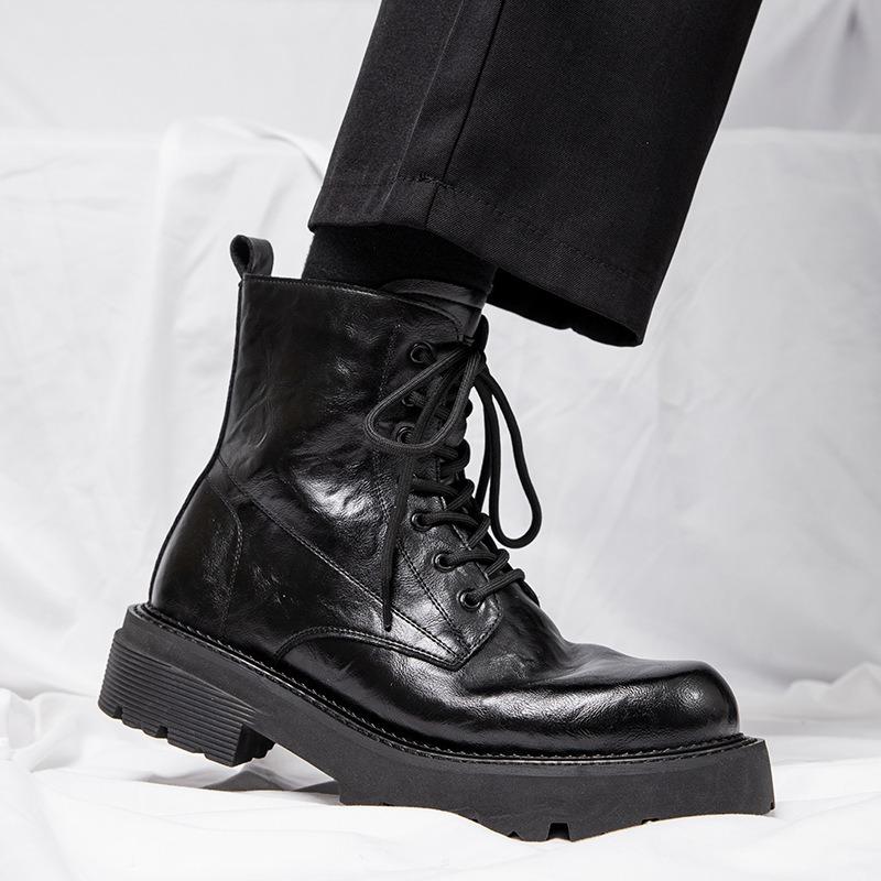 Martin Boots Herren Lederwerkzeugstiefel trendige Herbst- und Winter-Neuheit High-Top Samtlederstiefel dicksohlige thermische Baumwolle