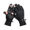 Men's Winter Cycling Gloves: Windproof, Touchscreen, Two-Finger Design, Zipper, Velvet-Lined, Ideal for Outdoor Use