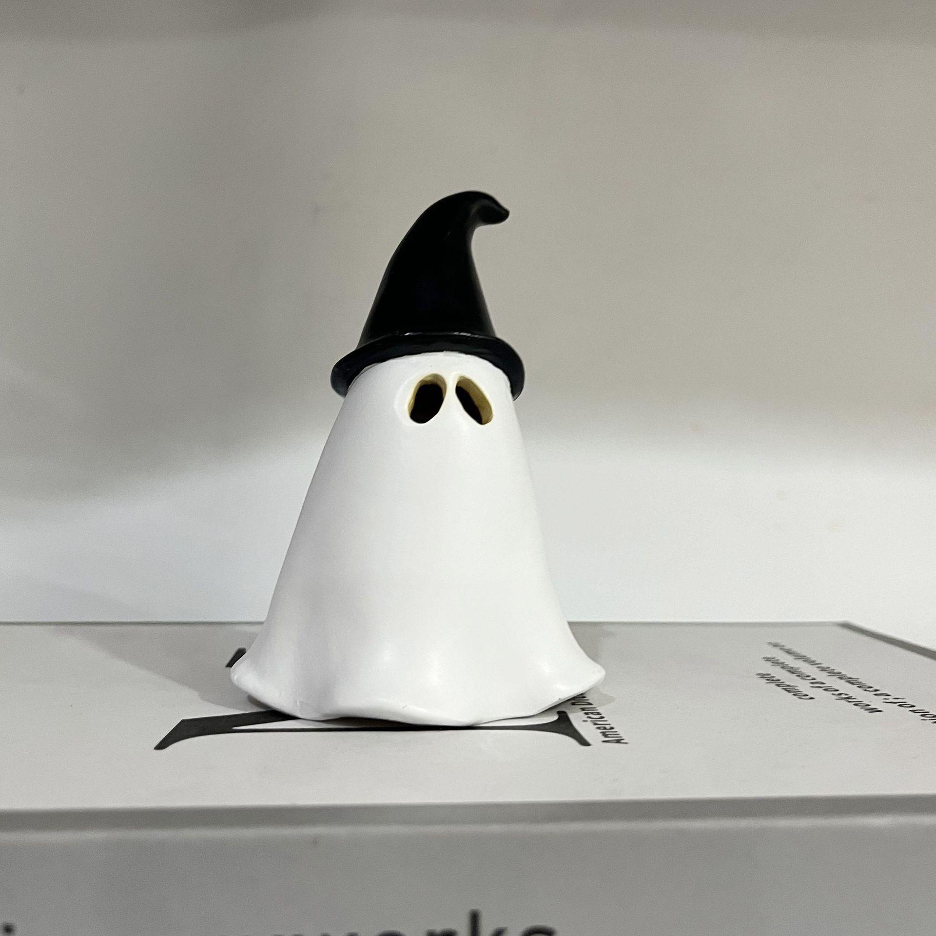 

Halloween Ghost Incense Burner With Pumpkin And Wizard Hat Design Resin Ornament For Home Fragrance And Spooky Decoration