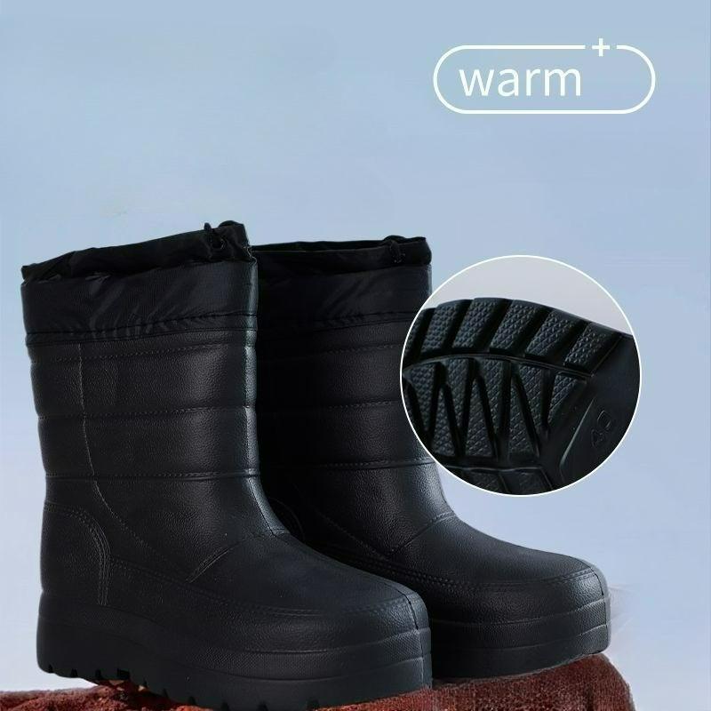 Men's Rain Boots Waterproof Snow Boots Winter Warm Fur Male Cotton Shoes High Top Non-slip Work Boots EVA Lightweight Rain Shoes