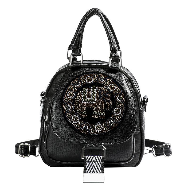

Осенне-зимний модный тренд, личность, быстро, многофункциональный и практичный, женская сумка через плечо с косой лямкой, инкрустированная бриллиантами чёрный