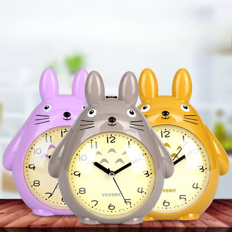 Fashionable Cute Cartoon Cat Double Music Alarm Clock Children Student Mutes The Bedside Night Lights To Sleep Clock