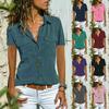 Women V Neck Short Sleeve Shirt Blouse Ladies Summer Tshirt Tops Tee Size Plus