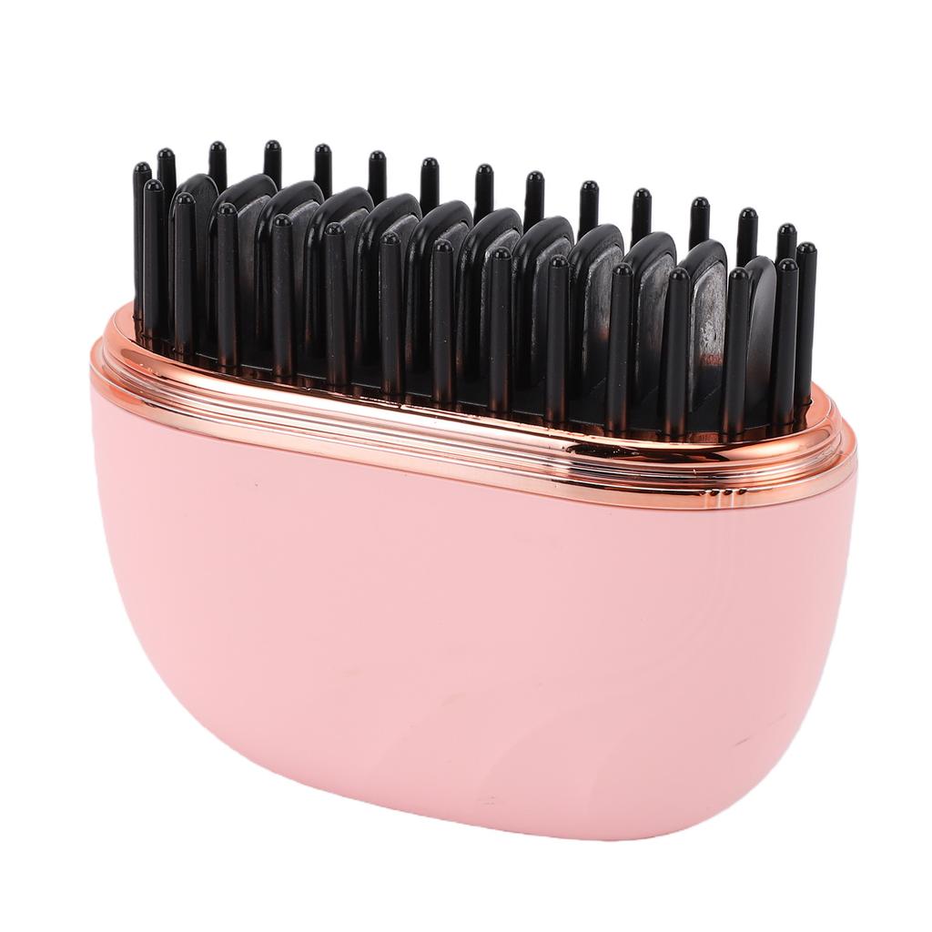 Mini Hair Straightener Brush Cordless Rechargeable Multifunctional Hair Straightener Comb Pink