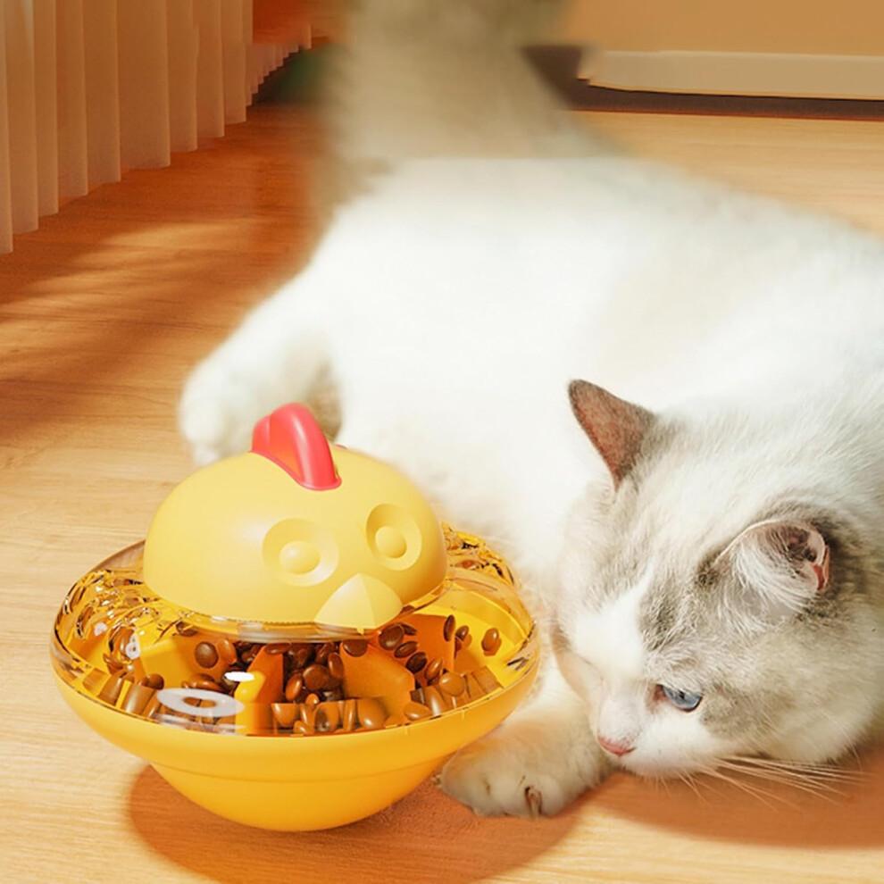 Interactive Cat Dispenser Slow Feeder Toy with Wobbly Base for Cats and Small Dogs