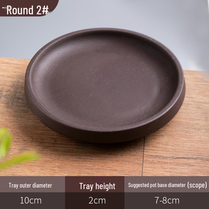 Purple Clay Ceramic Flower Pot Tray - Rectangular/Round Base for Water Catching Bonsai