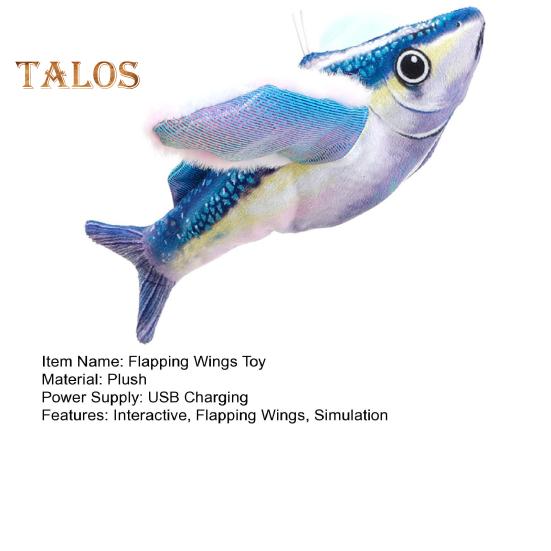 1 stk/2 stk Interaktiv fisk med flagrende vinger Katteleke Elektrisk berøringsaktivert plysjfisk med lyd Oppladbar kvitrende leke for innekatter
