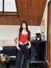 Women's Summer Red Irregular Slim Fit Sleeveless Knit Camisole Vest