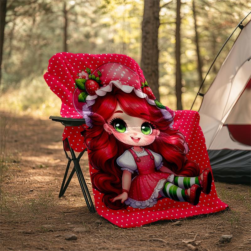 1pc Strawberry Princess6 Theme Blanket - Digital Print, Polyester, Cozy for All Seasons, Perfect for Outdoor, Camping, and Travel