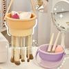 1pc 2-in-1 Makeup Brush Cleaning Bowl Beauty Egg Cleaning Tool Storage Set Brush Powder Puff Dry Cleaning Silicone Drying Shelf