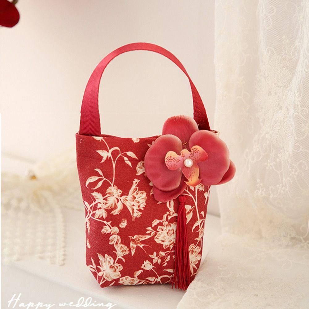 Butterfly Orchid Flower Pendant Wrist Hand Bag Korean Style Wedding Candy Bag  Female/Girls