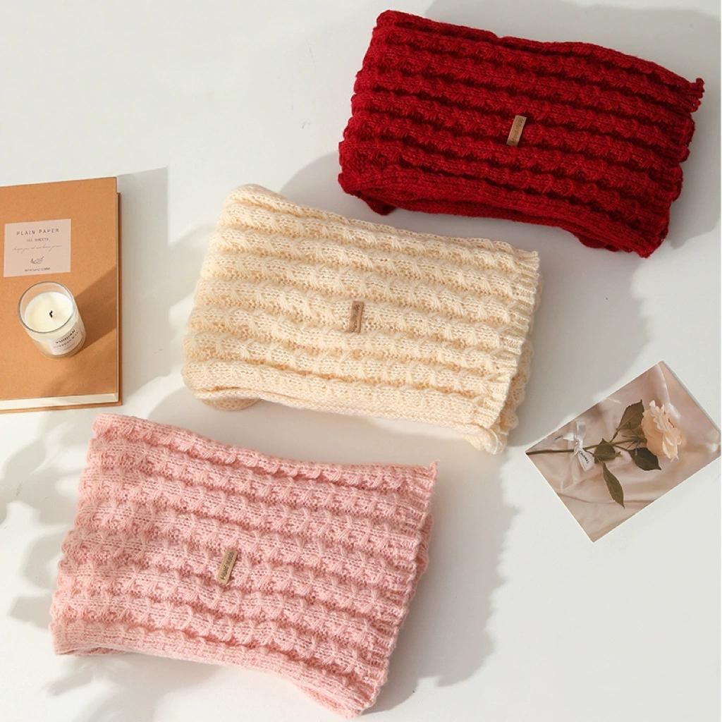 172x20cm Winterschal, Einfarbiger dicker Strickwollschal für Damen, Warmer Fleece-Nackenwärmer Snood