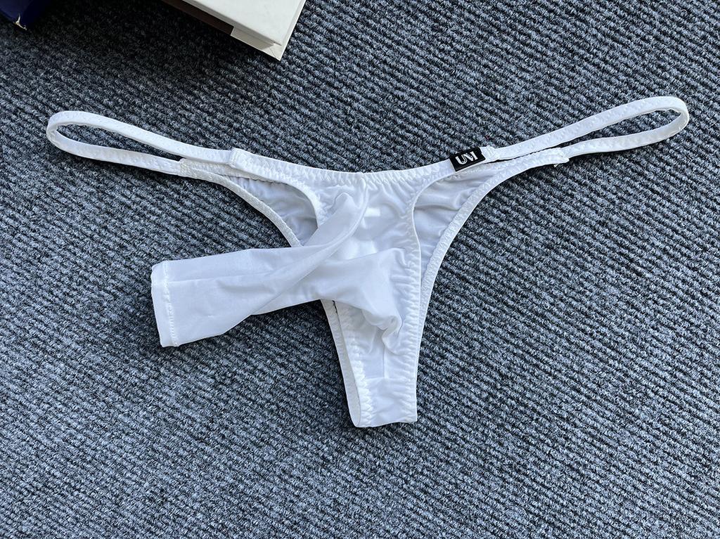 Open Cock Thongs Men Ice Silk Seamless Underwear Erotic Panties Soft Cooling Underpants Penis Sheath G-String Smooth Lingerie