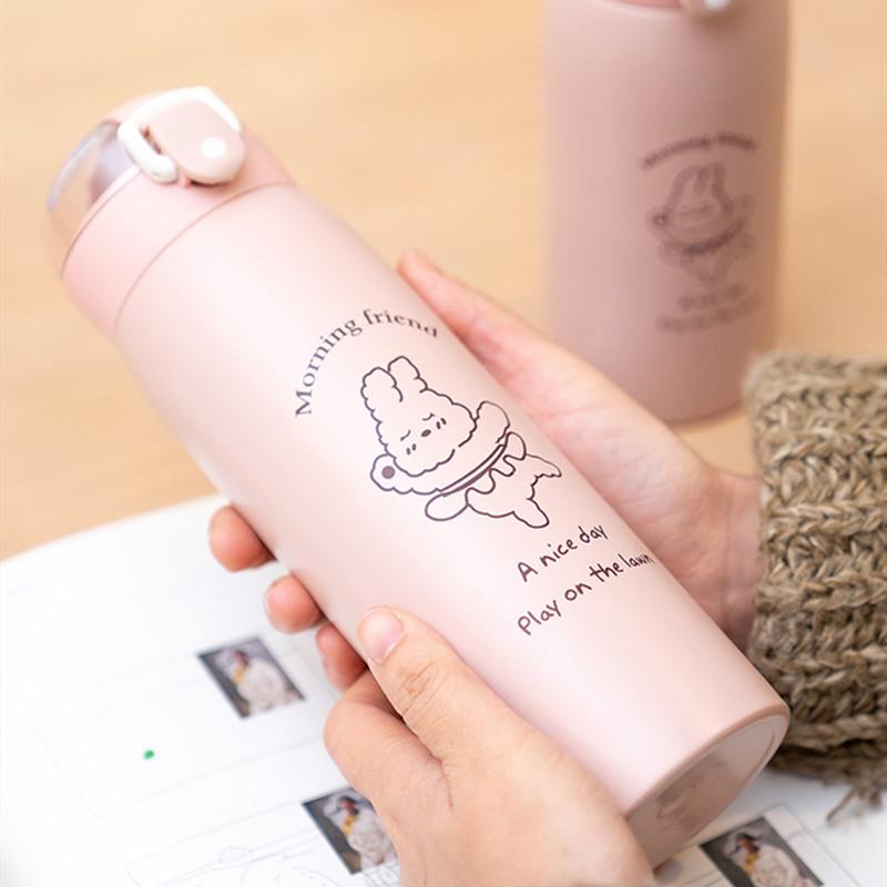 350ml/500ml Cartoon Stainless Steel Vacuum Flasks With Straw Portable Kids Thermos Mug Thermal Water Bottle Tumbler Thermocup