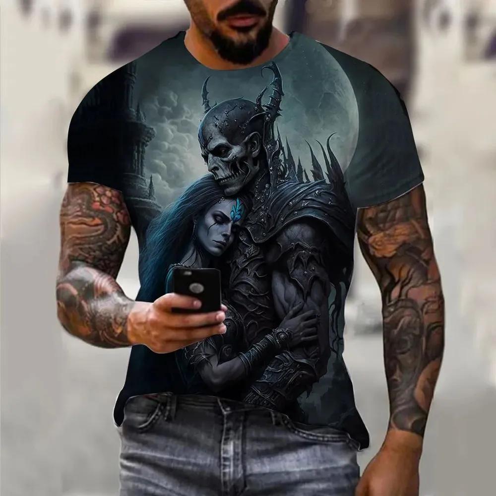 Summer Men's Casual Fashion Creative Casual Daily T-shirt Loose Casual T-shirt 3D Digital Color Printed T-shirt