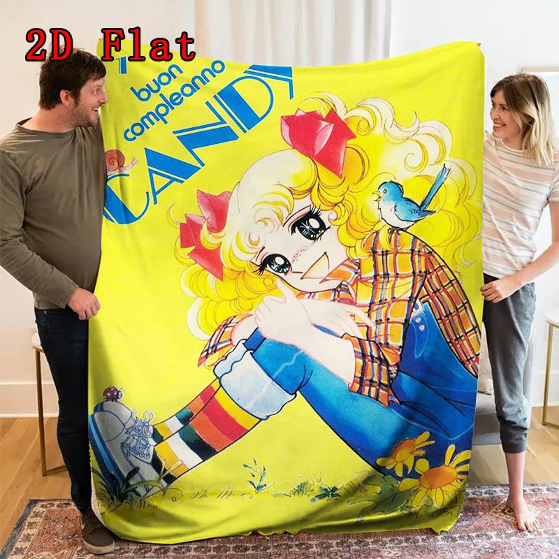 Candy Girl 2D Flat Pattern Flannel Blanket High Quality All Seasons Warmth and Comfort Perfect for Christmas Gifts.MMT0918229