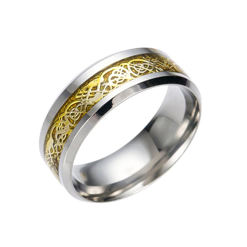 Men Fashion Dragon Design with Silver Stainless Steel Ring