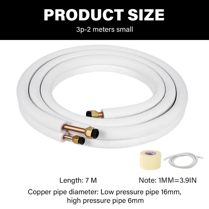 Air Conditioning Copper Hose Extension Thicken Insulation Cotton Copper Hoses Replacement Air Conditioner Pipe Fittings