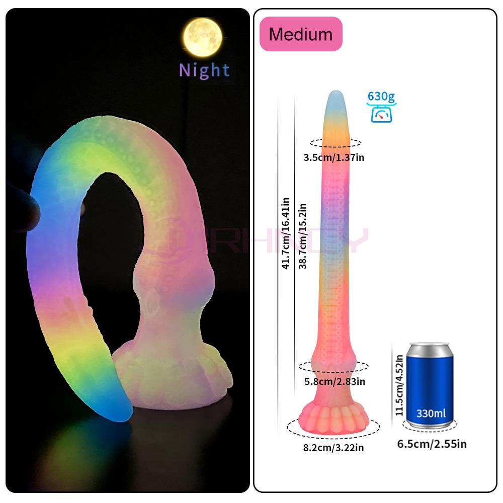 Super Huge Luminous Long Butt Plug Silicone Dildo Octopus Tentacles Anal Plug Dildo, Prostate Massage, BDSM Dilatador, 33"