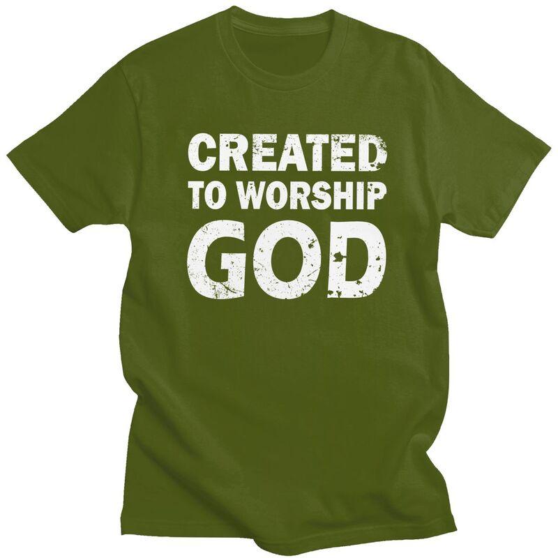 Created To Worship God T Shirts 100 Cotton Tee Tops Streetwear O Neck Tshirts Fashion Short Sleeve Clothing For Men