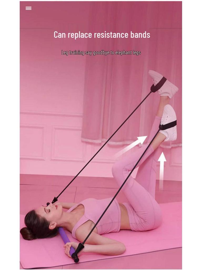 Pilates Yoga Resistance Bar: Multifunctional Fitness Trainer with Elastic Bands for Butt and Total Body Workouts.