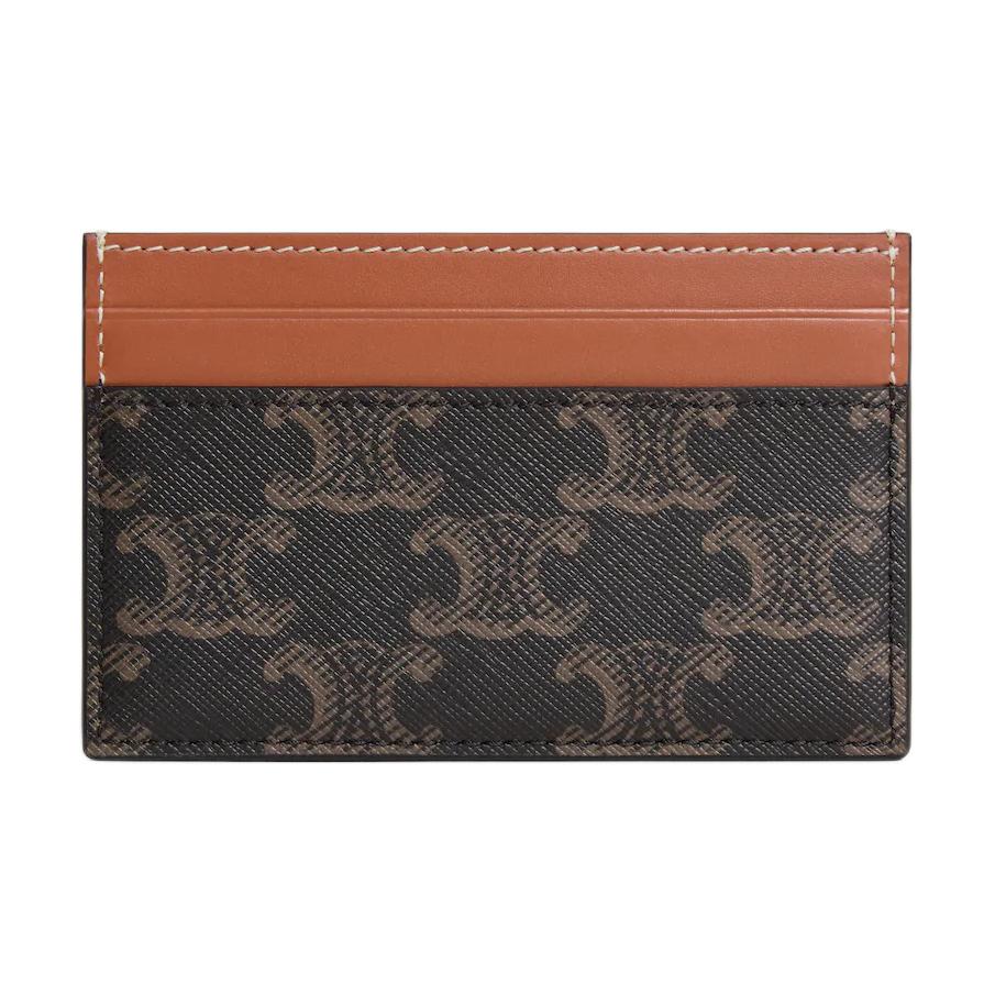 Celine Triomphe Logo Print Canvas And Calfskin Card Holder Medium Women Accessories Black Brown 10P322EEN-04LU