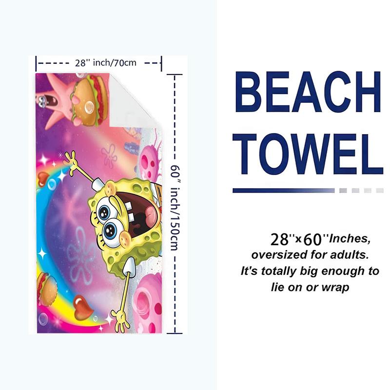 SquarePants Print Beach Towel, Large Soft Quick Dry Towel for Beach Camping Swimming