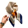 70cm Autumn Retro 3D Print Silk Scarf - Women's New Professional Square Imitation Ribbon