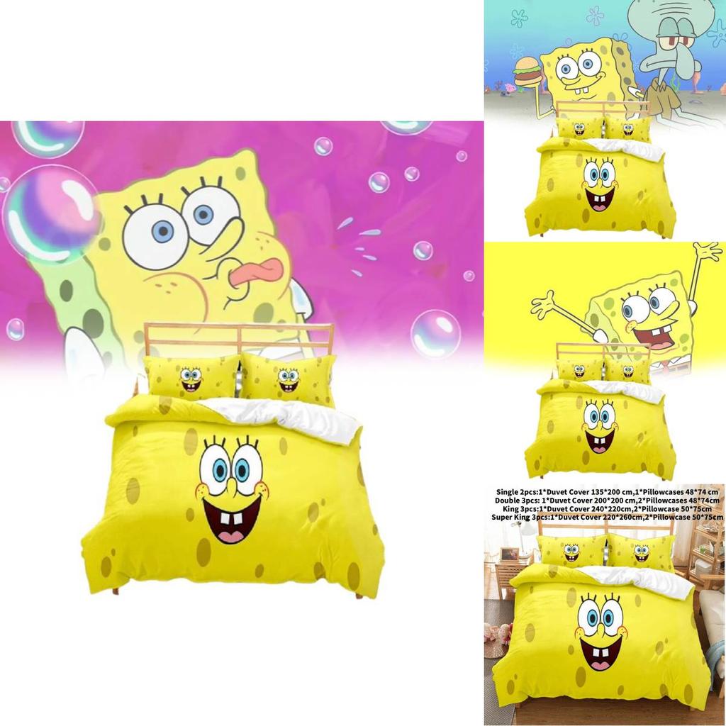 Spongebob Squarepants Bedding Set With Polyester Fabric For Kid And Teens Sleep Decor