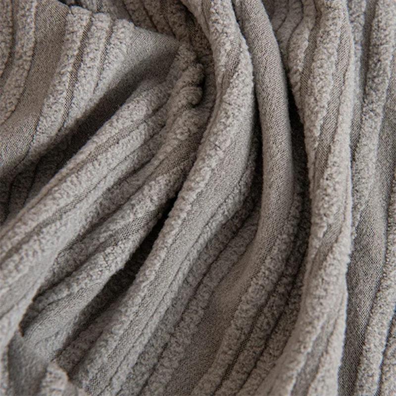 Elastischer Wellen-Jacquard-Sofabezug Gestreift Solider All-Inclusive-Staubschutz für Wohnzimmer Plüsch Anti-Katzenkratz-Sofaschutz