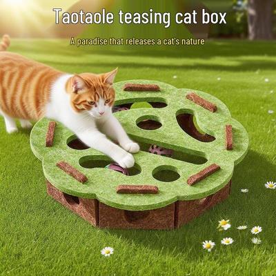 Boîte en feutre labyrinthe puzzle pour chat: Balle à Sonnette Jouet à Mordre Résistant