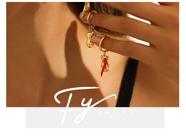 Europeiska & Amerikanska Pastellfärgade Titanstål Vattenmelon Körsbär Drip Oil Örhängen för Kvinnor