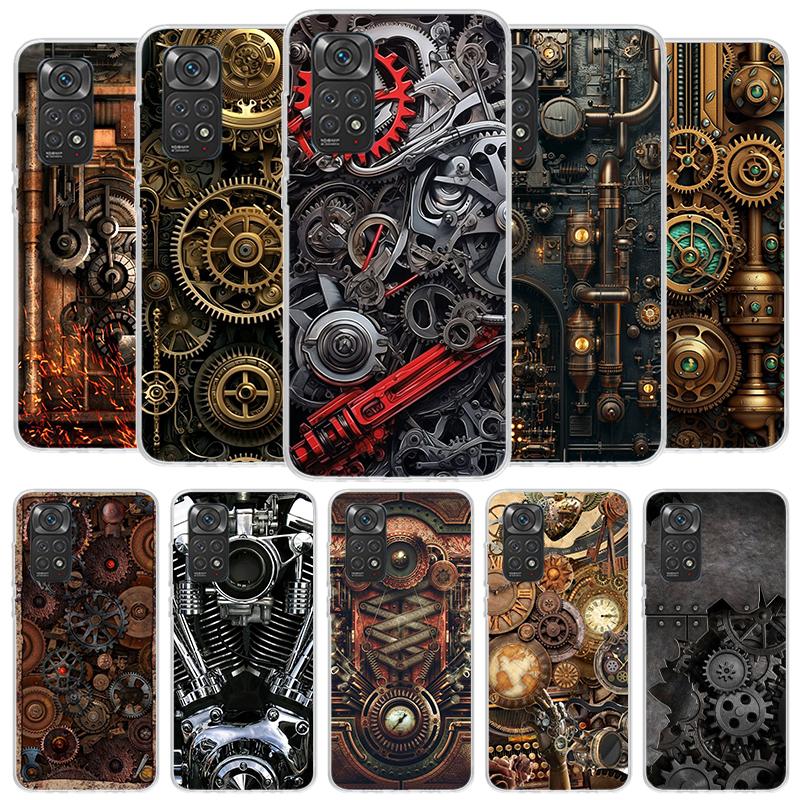 Steampunk Gear Mechanical Cover Phone Case For Xiaomi Redmi Note 15 14 13 12 11 10 Pro Plus 14S 12S 11S 11T 11E 10S Soft Fundas