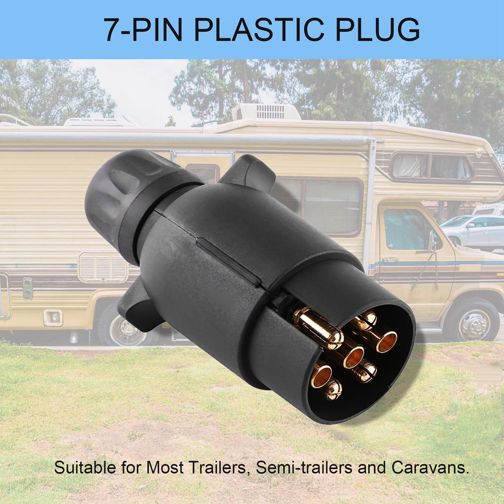 12V Electric Black Plastic 7 Pole Trailer Plug Wiring Connector Adapter for Driving