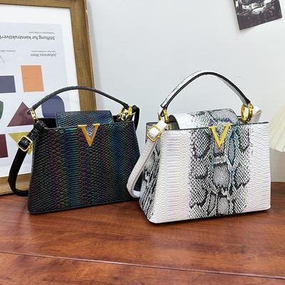 New High-end Capu Snake Pattern V Lady Bag Portable Shoulder Women's Bag