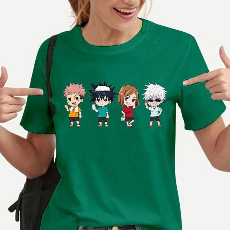 Funny Cartoon Character Graphic T Shirt Women Fashion Crew Neck Loose Short Sleeve Streetwear Casual Anime Harajuku Tees