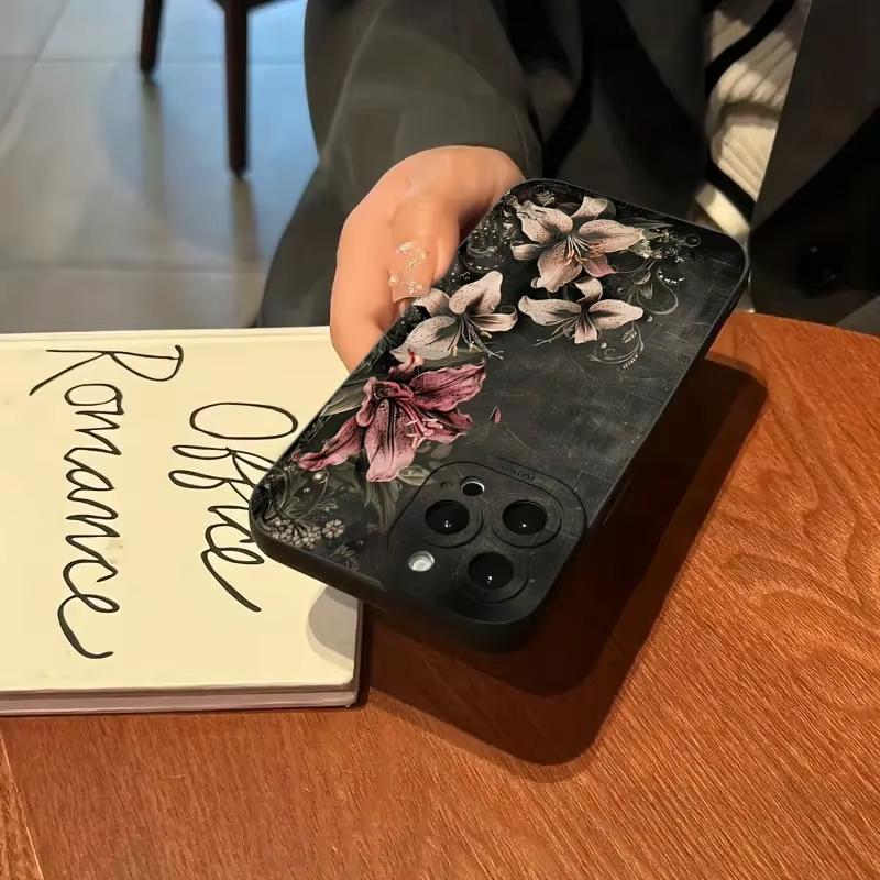 Gothic Floral Art Print Phone Case for iPhone 17 16 15 14 13 12 11 Series Pro Max Plus Double Layer Protection