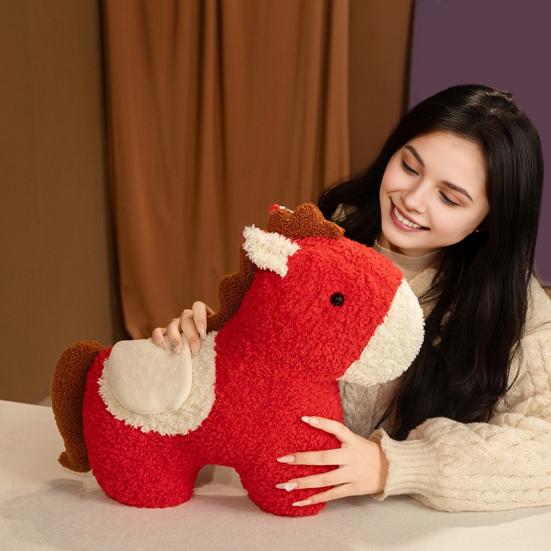 Yousheng Year of The Horse Plush Pillow Zodiac Animal Shape Couch Cushion Chinese New Year Home Decor And Gift