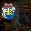 Fortune Cat Ramen Neon Sign Cat Neon Sign Dimmable Japanese Noodles Led Neon Signs for Wall Decor Anime Light Up Signs Neon Lights for Bedroom Store