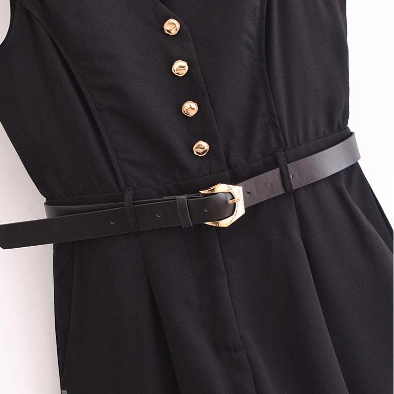 Kaslead New Arrival Women's Clothing Fashion Style Fashion Minimalist V Neck with Belt Short Jumpsuit 3897161