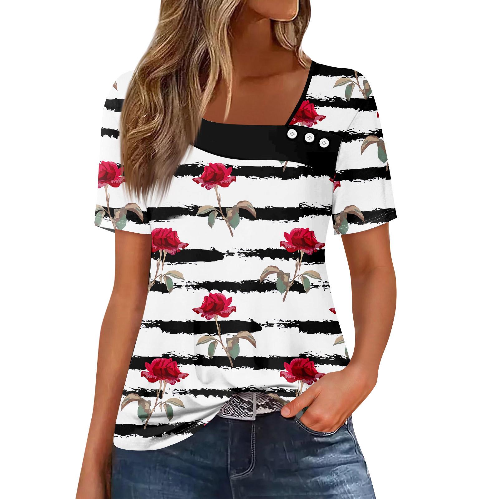 

Женская повседневная футболка с асимметричным вырезом и коротким рукавом, декоративная пуговица XL белый