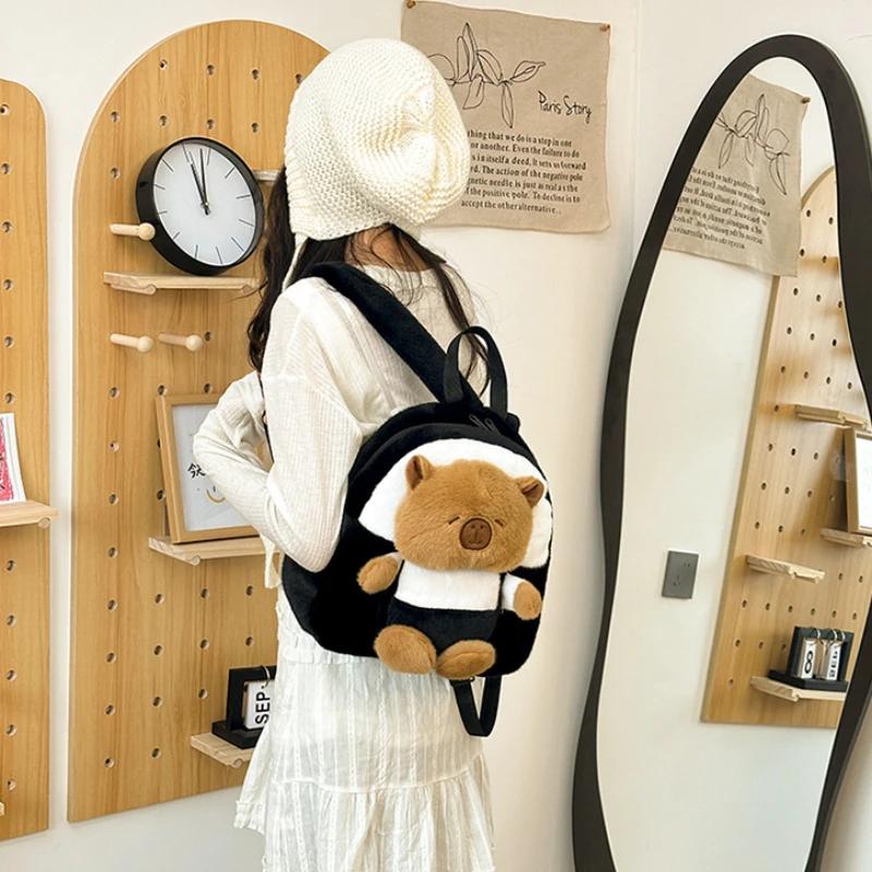 Kapybara Backpack Dolphin Cute Plush Toy Shoulder Bag  Dual-purpose Shoulder Bag  Cute Water Guinea Pig Cute Doll Tote Bag