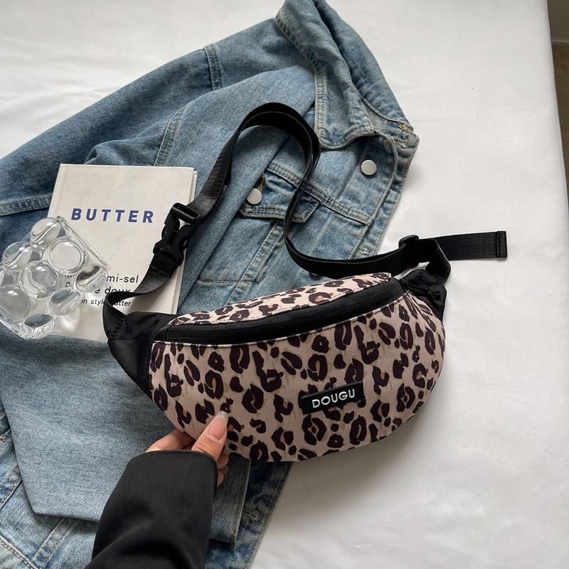 Γυναικεία τσάντα στήθους με στάμπα Leopard Τσάντα ώμου πολλαπλών λειτουργιών Τσάντα χιαστί