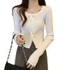 Retro Square Collar Slim-fitting White Knitted Cardigan Women's Autumn and Winter 2025 New Niche Versatile Short Sweater