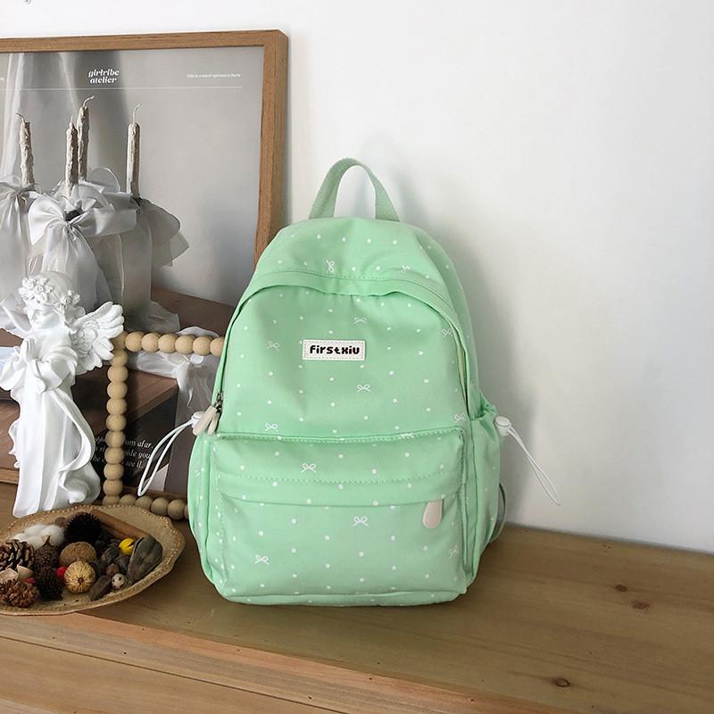 Dot Letter Printed Versatile Backpack With Lightweight Nylon For Travel School